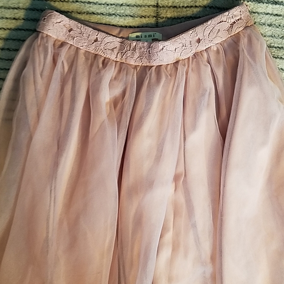Miami Skirt Pink Lined Hi-lo Mesh Layered Skirt Small - Picture 2 of 6
